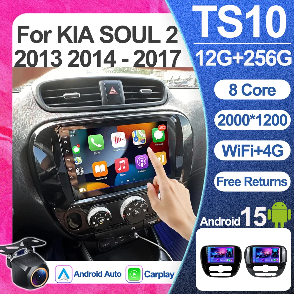 

Carplay Auto WiFi For KIA SOUL 2 2013 2014 2015 2016 2017 Android 15 Car Radio Multimedia Video Player Navigation GPS No 2din 5G