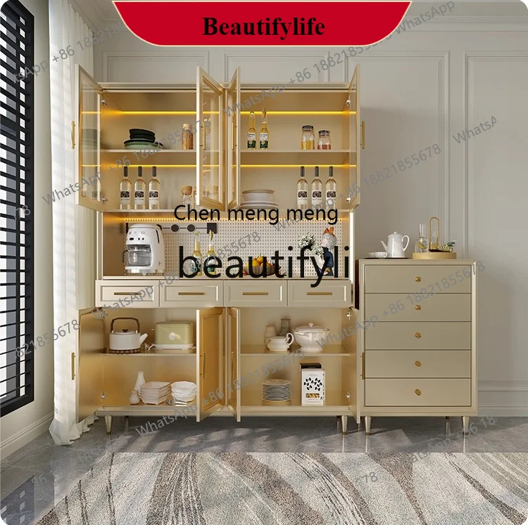 Solid Wood Wall-Mounted Integrated Storage Cabinet Living Room Cupboard Home Storage Organizer Cabinet