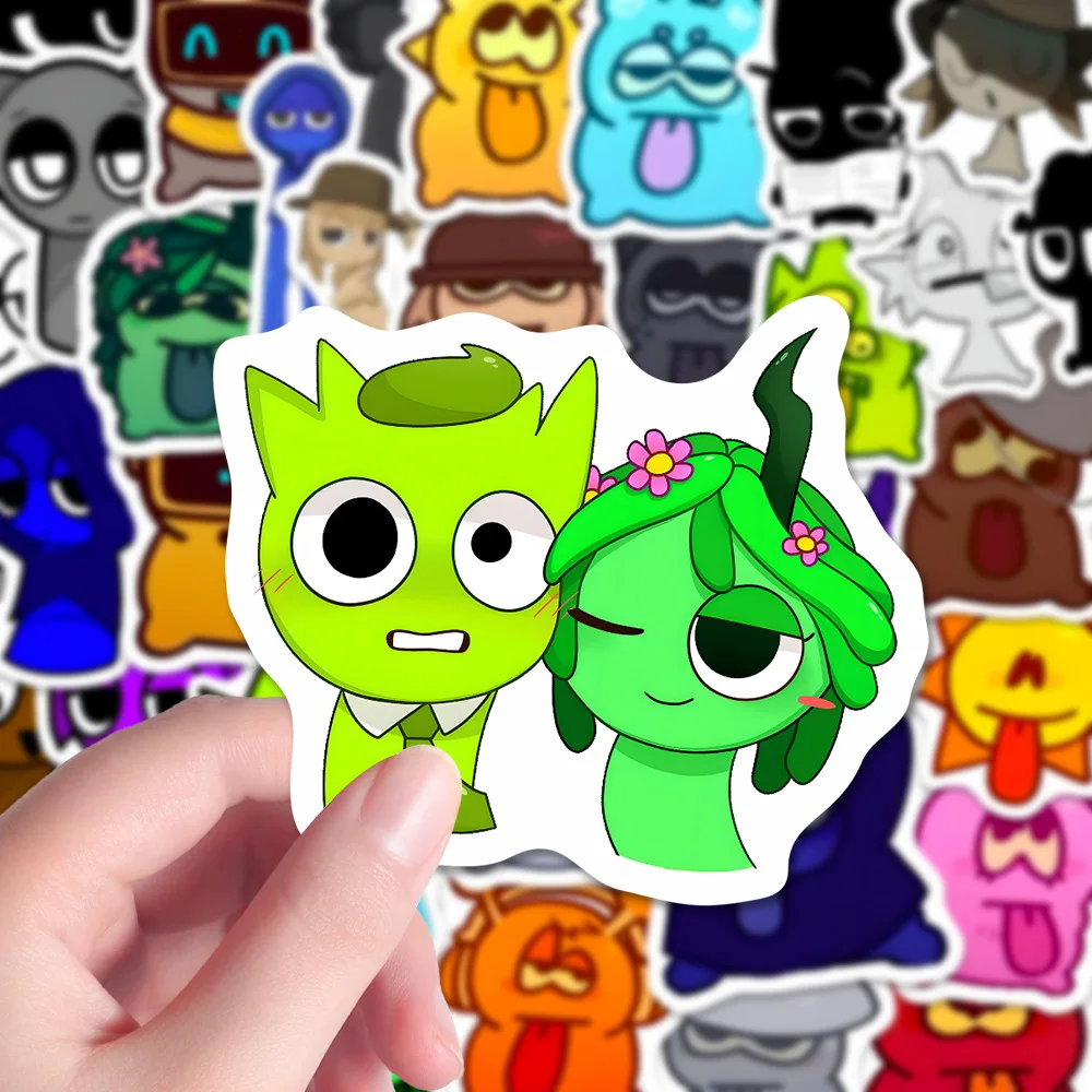 

55PCS Cartoon Incredibox Sprunki Sticker Creative Funny Graffiti DIY Scrapbook Laptop Skateboard Helmet Decal Kids Toy