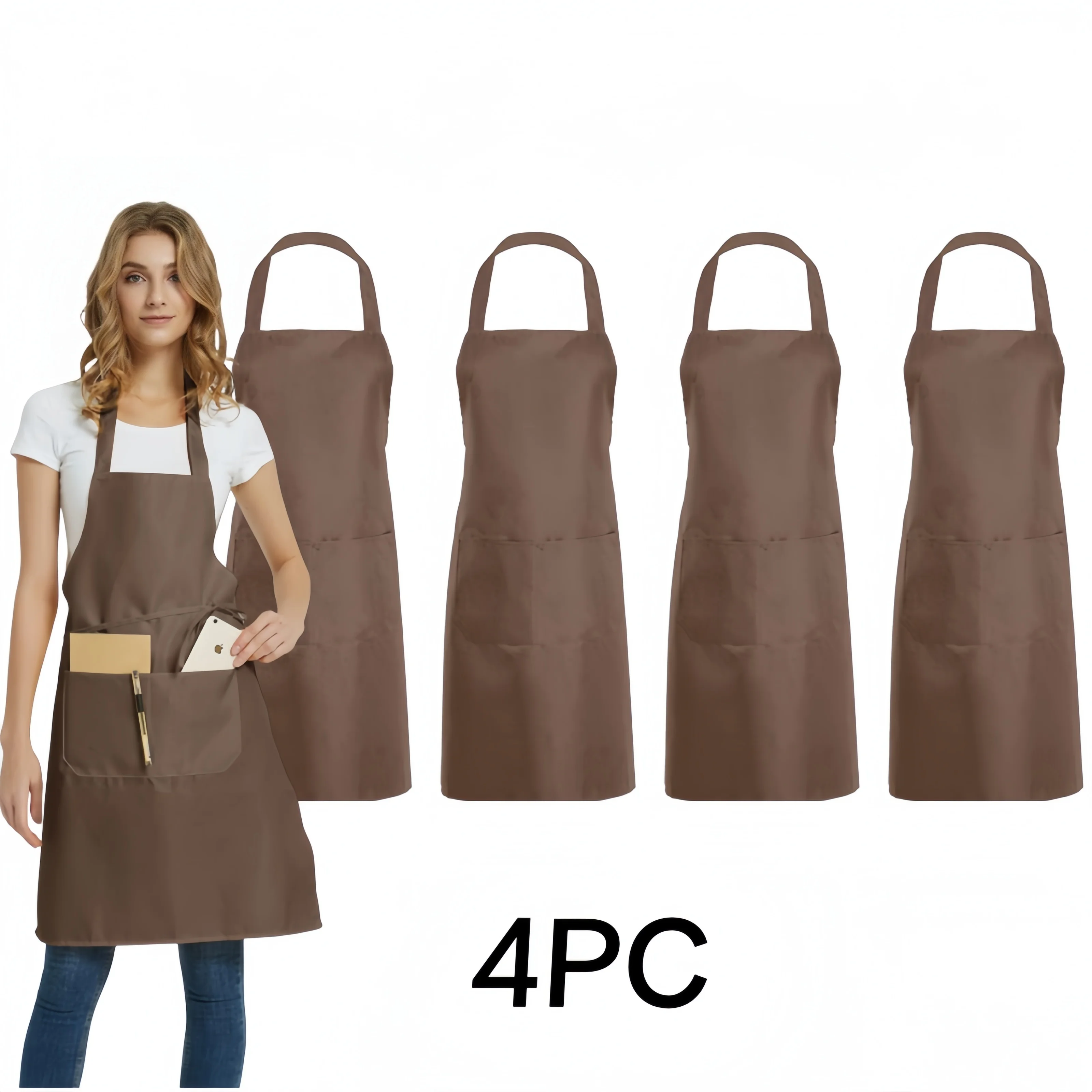 4pcs Fashion Women Men Apron Kitchen Cooking Chef Cleaning Restaurant Waitress Apron Custom Print Logo Gift Aprons Wholesale