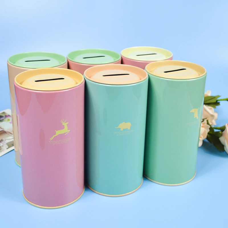 Salvadanaio in metallo color caramello per animali Scatola per monete in metallo Articoli vari carini Lattine per riporre lattine regalo Decorazioni per la casa Salvadanaio