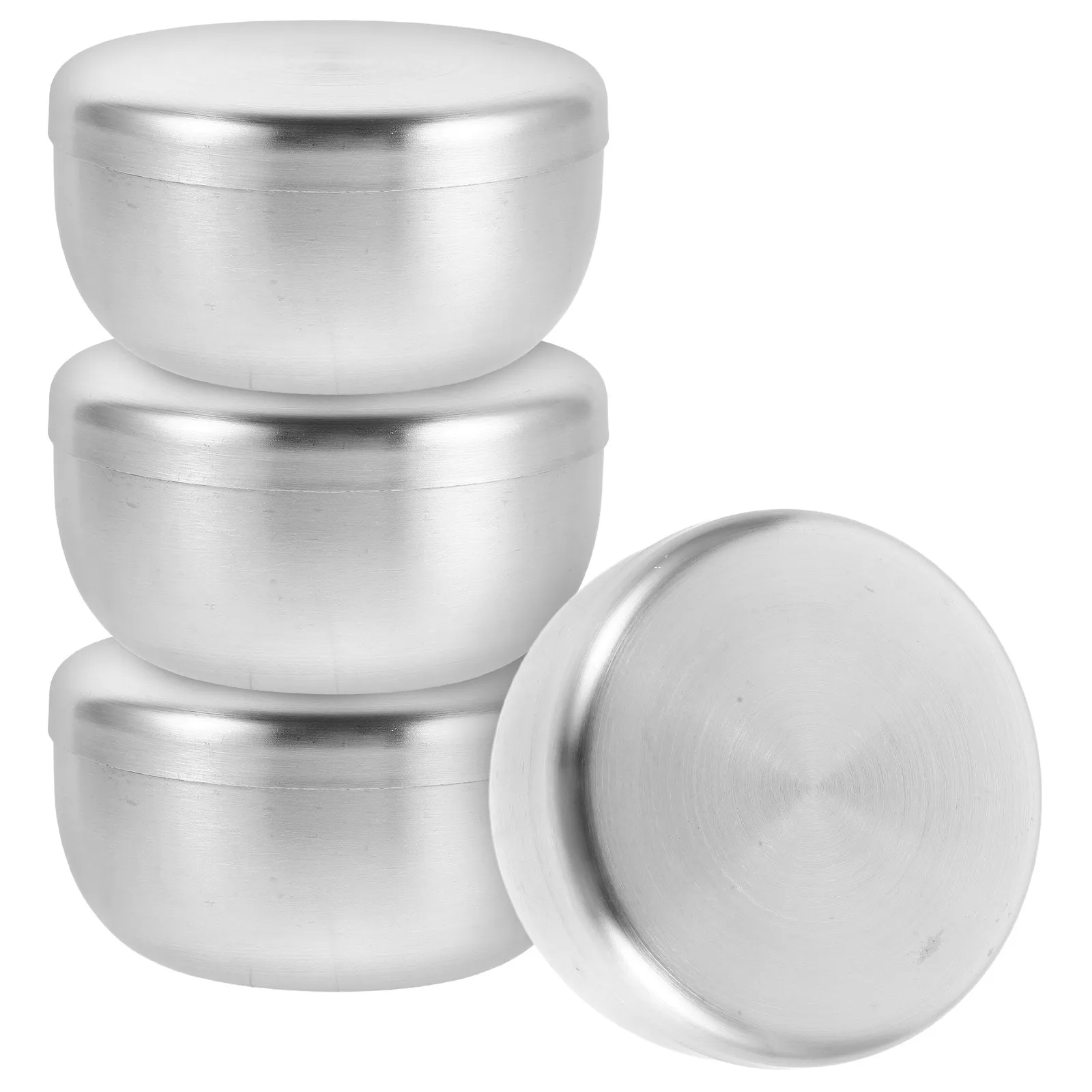 

Набор из 4-х чаш для мыла для бритья из нержавеющей стали, круглые металлические кружки-чашки с крышками, многофункциональные чаши для крема для бритья, для путешествий и кухни