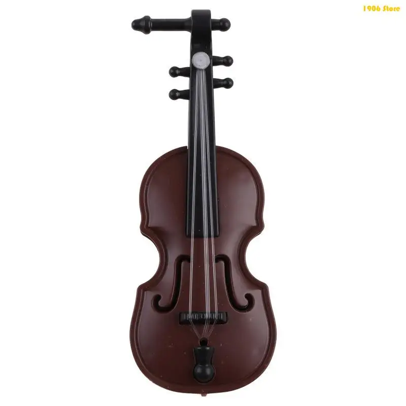 U1JB Mini Violins Ornament Miniature Violins Model with Stand for Case Dollhouse for Home Office Desktop Decoration for Doll