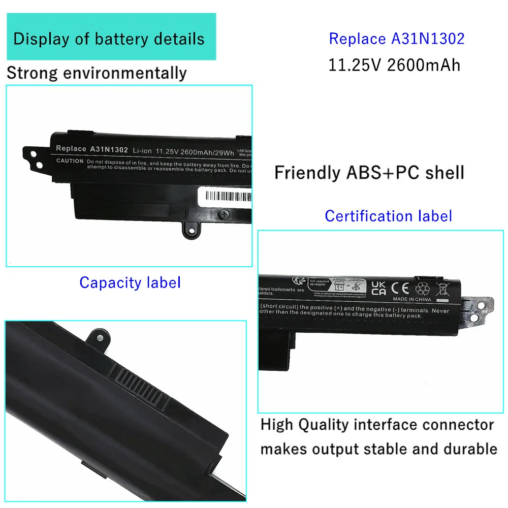 

A31LMH2 A31LM9H Laptop Battery for ASUS VivoBook X200CA F200MA X200MA X200M X200LA F200M F200CA R200CA R202CA A31N1302