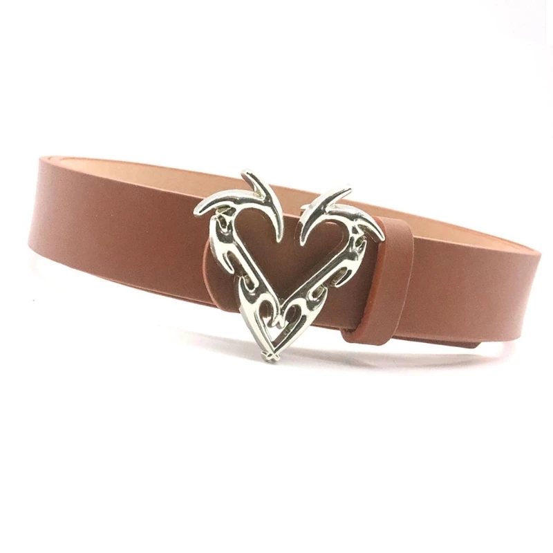 

Unique Heart Waist Belt Buckle Cool Punk Belt Cowboy Cowgirl Classical PU Belt