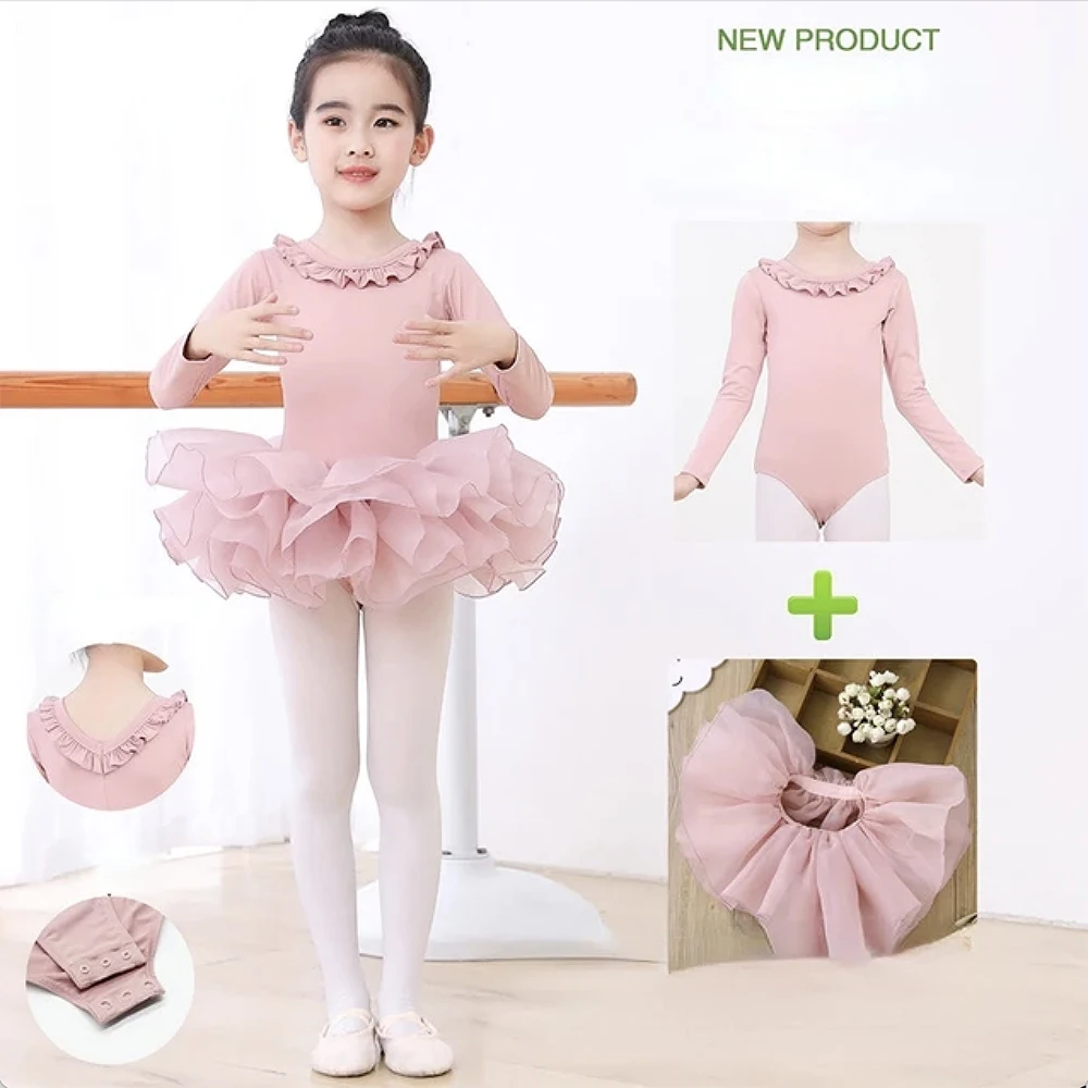 Jupe justaucorps de Ballet à manches longues pour filles, vêtements d'entraînement de danse, robe de danse de gymnastique, Costumes de spectacle de danse d'été