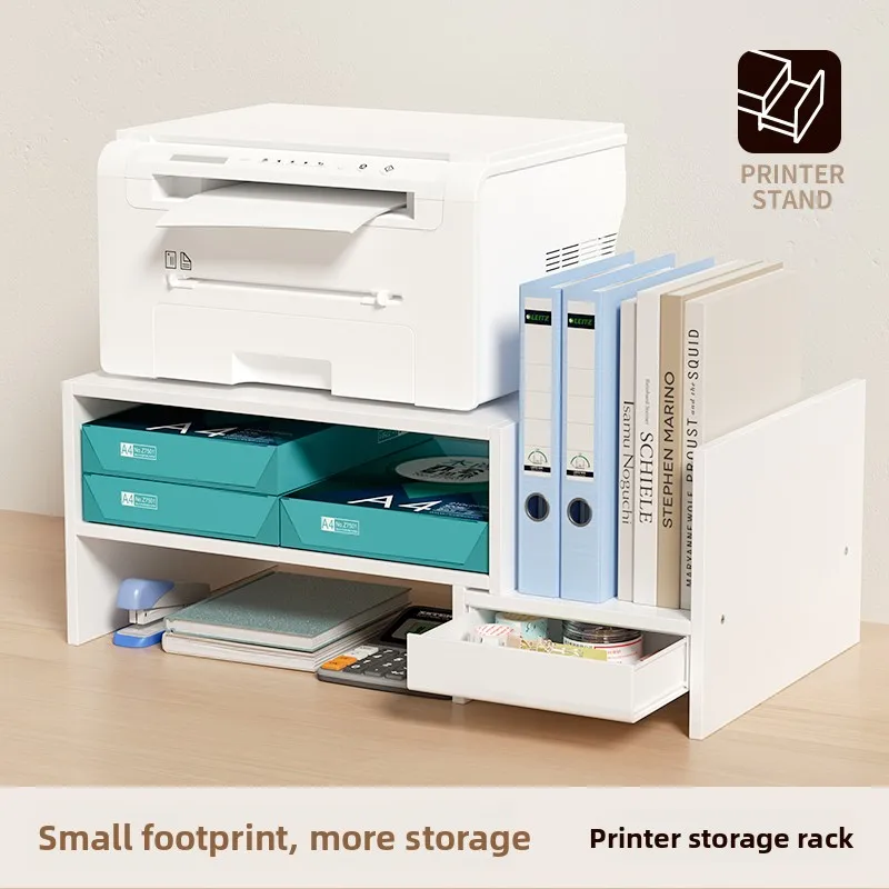 Minimalist Wooden Adjustable Desktop Printer Shelf Multi-layer Office File Storage Rack Desk Organizer Household Layered Holder