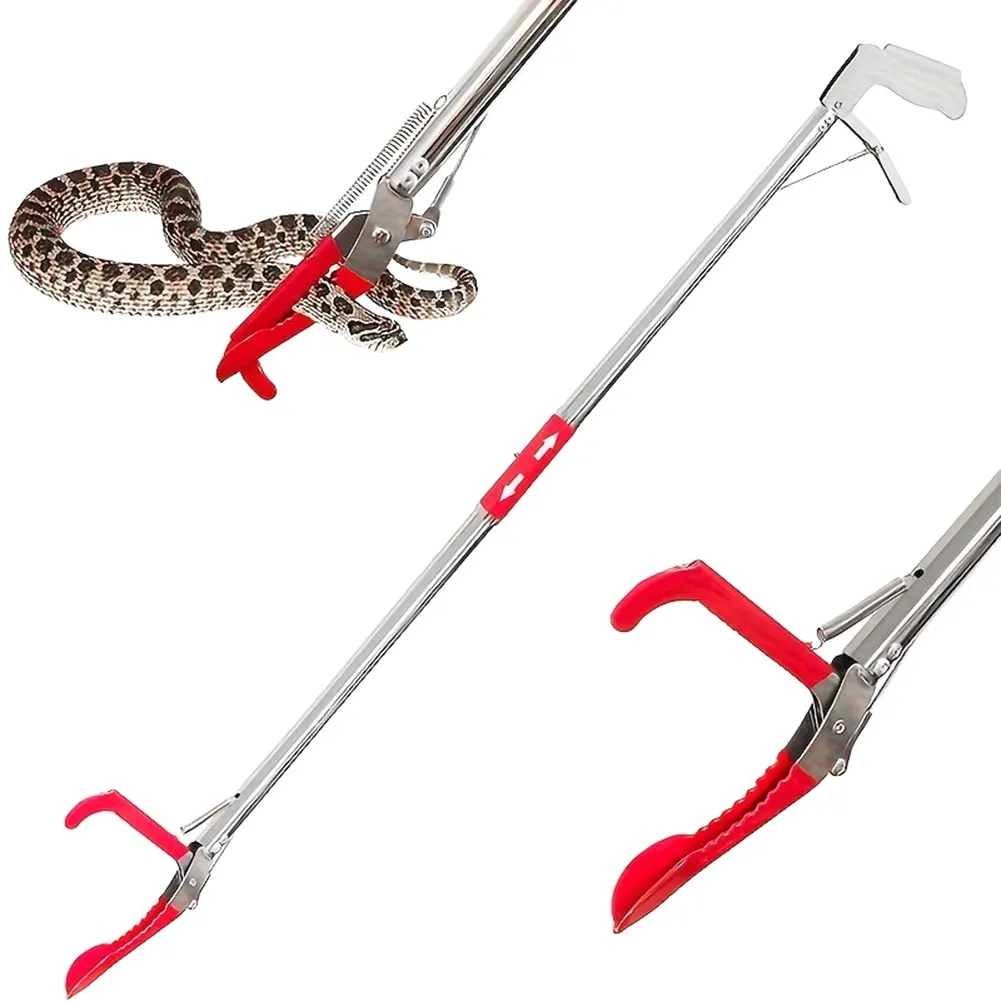1.5m Foldable Snake Catcher Tongs Wide Jaw Stainless Steel Reptile Grabber Tool Snake Hook Catcher Loach Crab Rubbish Clip