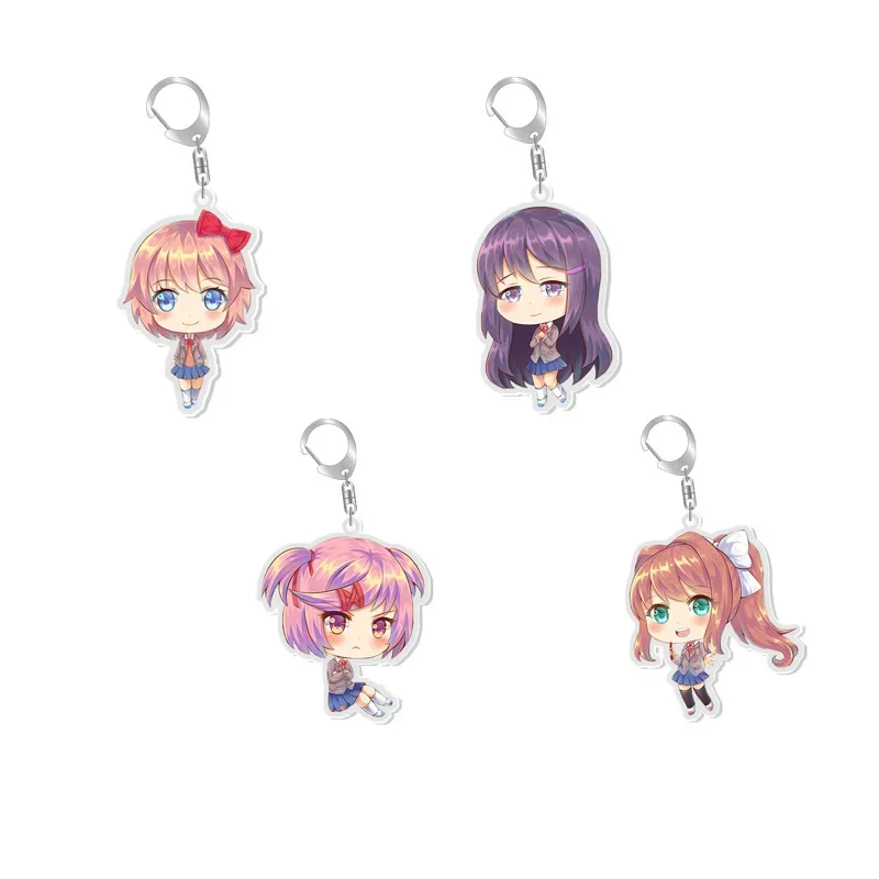 

Anime Game Literature Club Acrylic Keychain Kawaii Cosplay Figures Keyrings for Bag Backpack Car Key Cartoon Jewelry Girl Gift