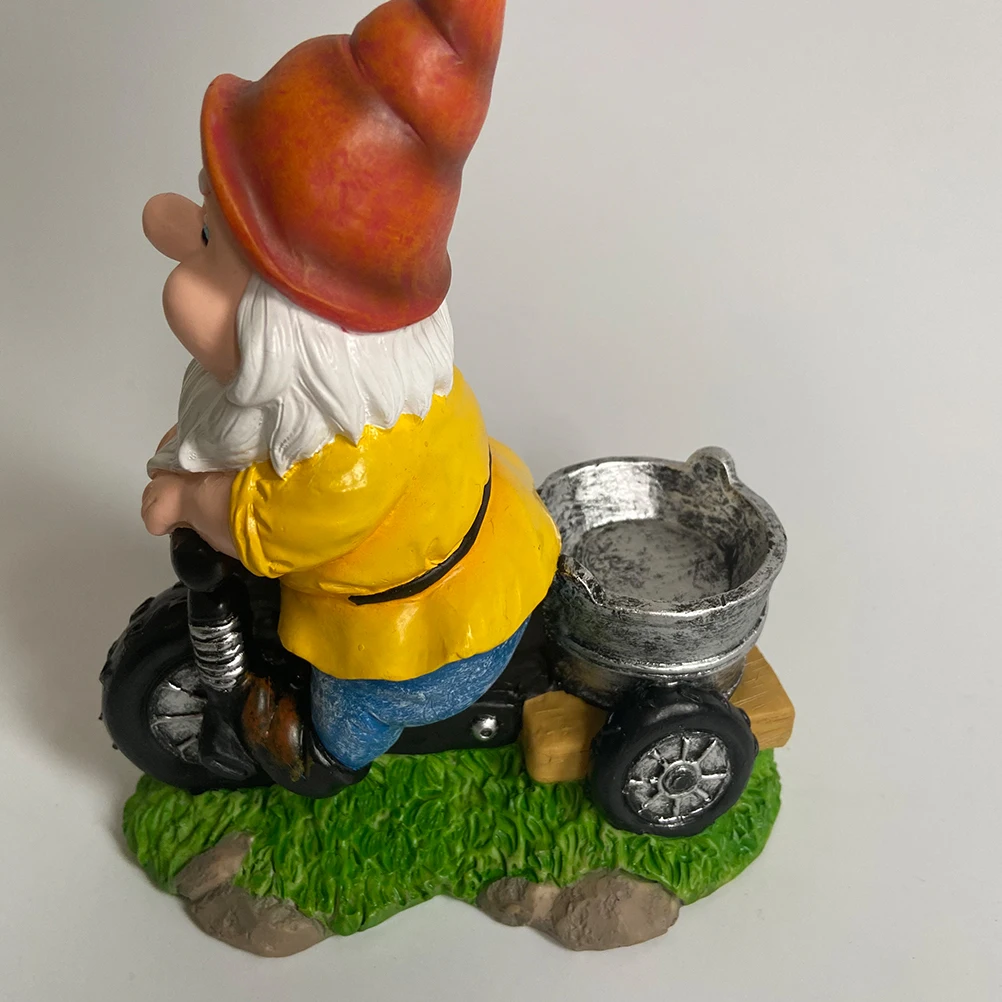 

Resin Dwarf Statue Riding Tricycle Gnome Sculpture Resin Ornament Home Garden Balcony Desk Decorative Craft Lovely Dwarf Crafts