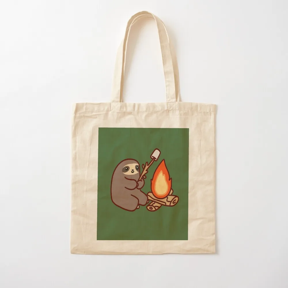 Campfire Sloth Tote Bag tote bag men bags woman 2025 canvas tote bag shopper bags