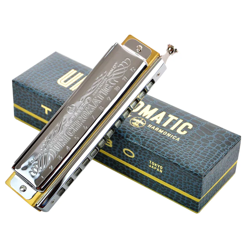 

Tombo Uni Chromatic Harmonica No. 1248S 12 Hole Harp 48 Reeds Tones Mouth Organ Professional Armonica Instrumentos Super Quality