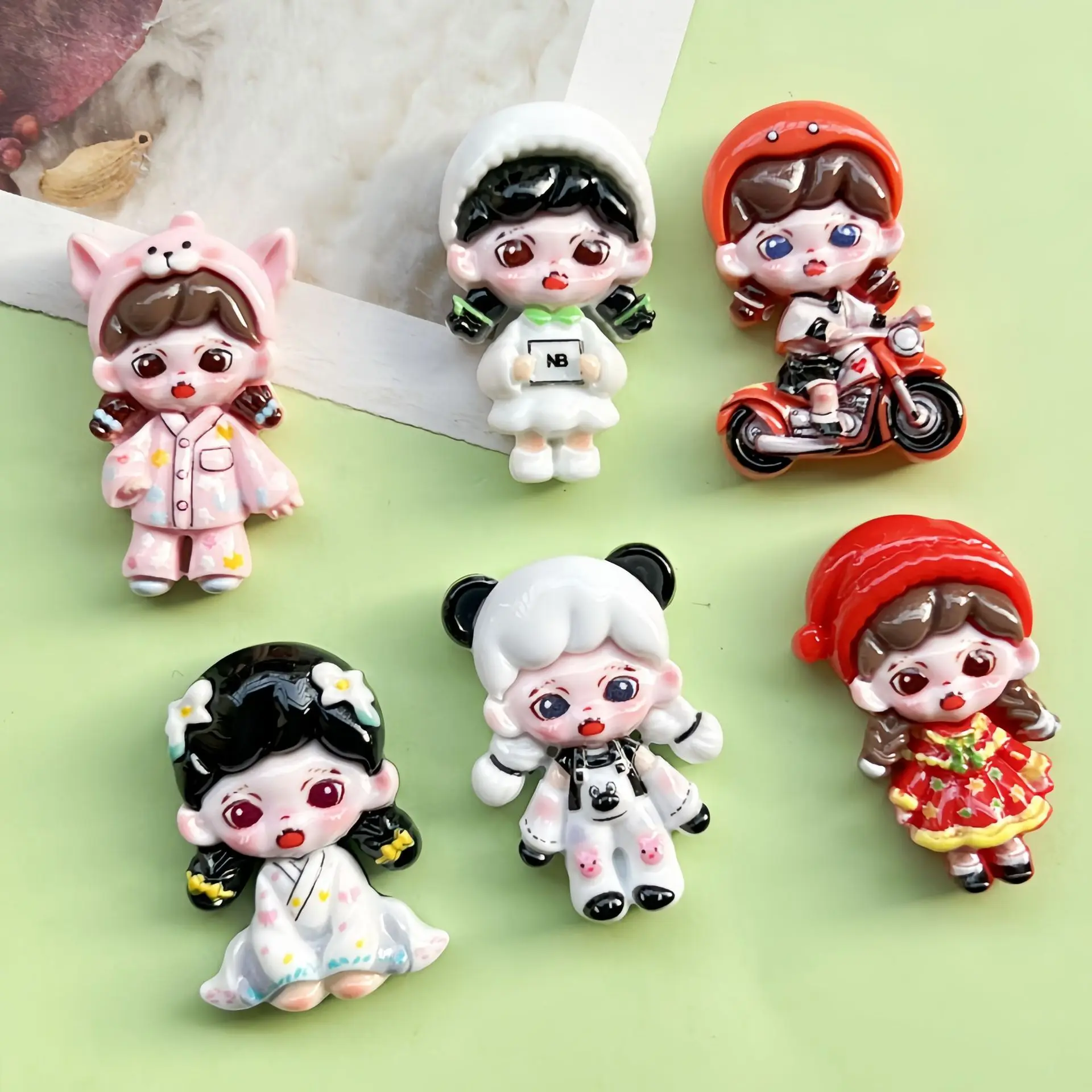 5Pcs Cute princess series Cartoon Resin Flatback Diy Kawaii Resin Accessories Crafts Materials Scrapbooking Embellishment