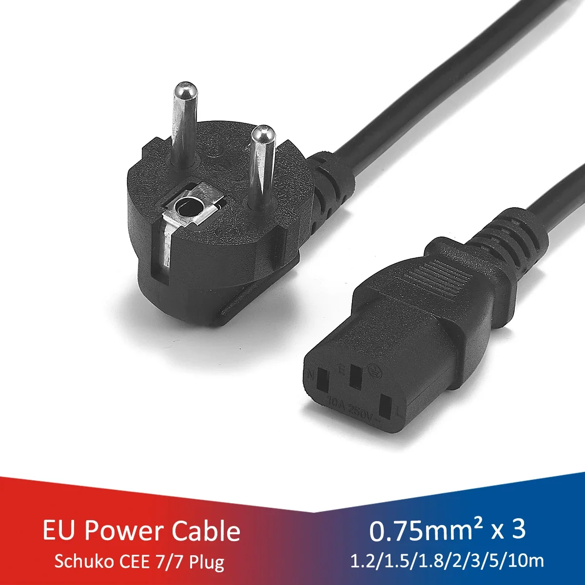 PC Power Extension Cord 2m 5m 10m Schuko EU Plug IEC C13 Power Supply Cable For Projector PC Computer Monitor Printer Sony PS4