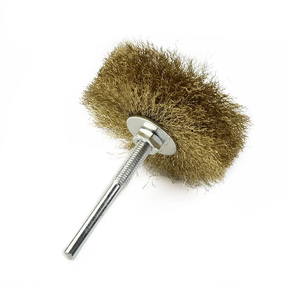1pc 6mm haste de bronze cobre fio roda escovas ferramenta elétrica para escultura em madeira ferrugem dremel acessórios ferramentas rotativas polimento escova