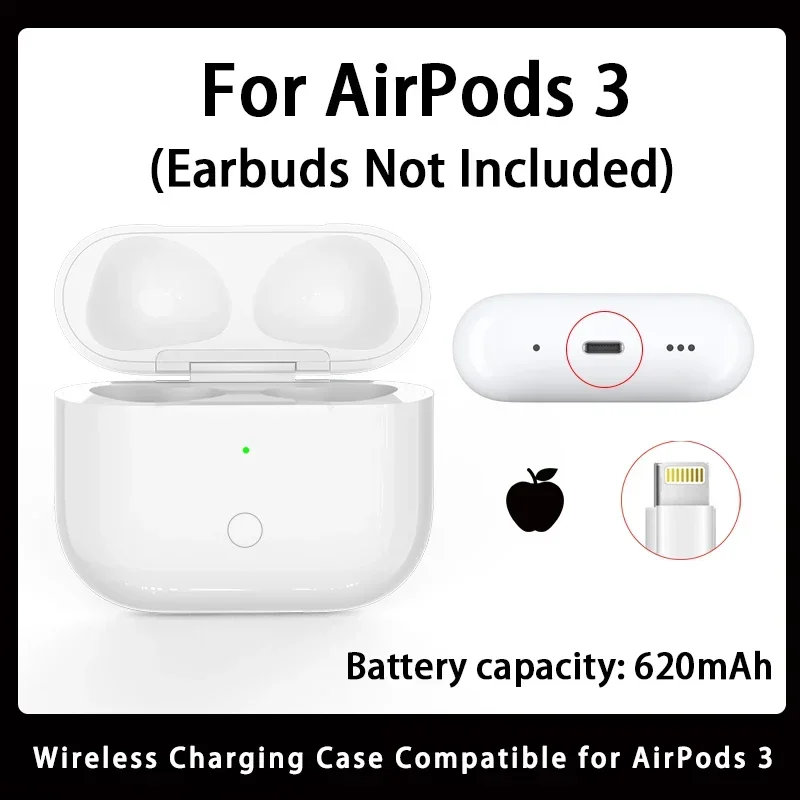 2026 Nieuwe USB-C draadloze oplaadcase voor AirPods Pro 1/2/3 generatie - Snelle oplaadvervangende box met LED-stroomindicator