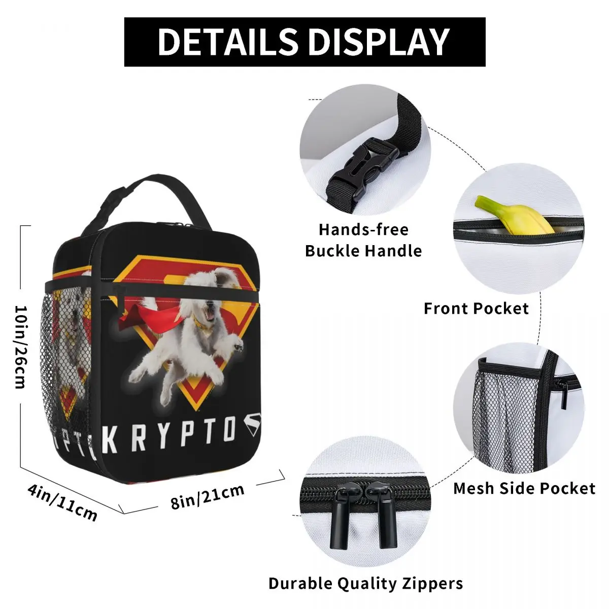 Supermans 2025 Movie Krypto Shield Merch Insulated Lunch Tote Bag For Office Food Storage Bag Leakproof Thermal Cooler Lunch Box - Image 6