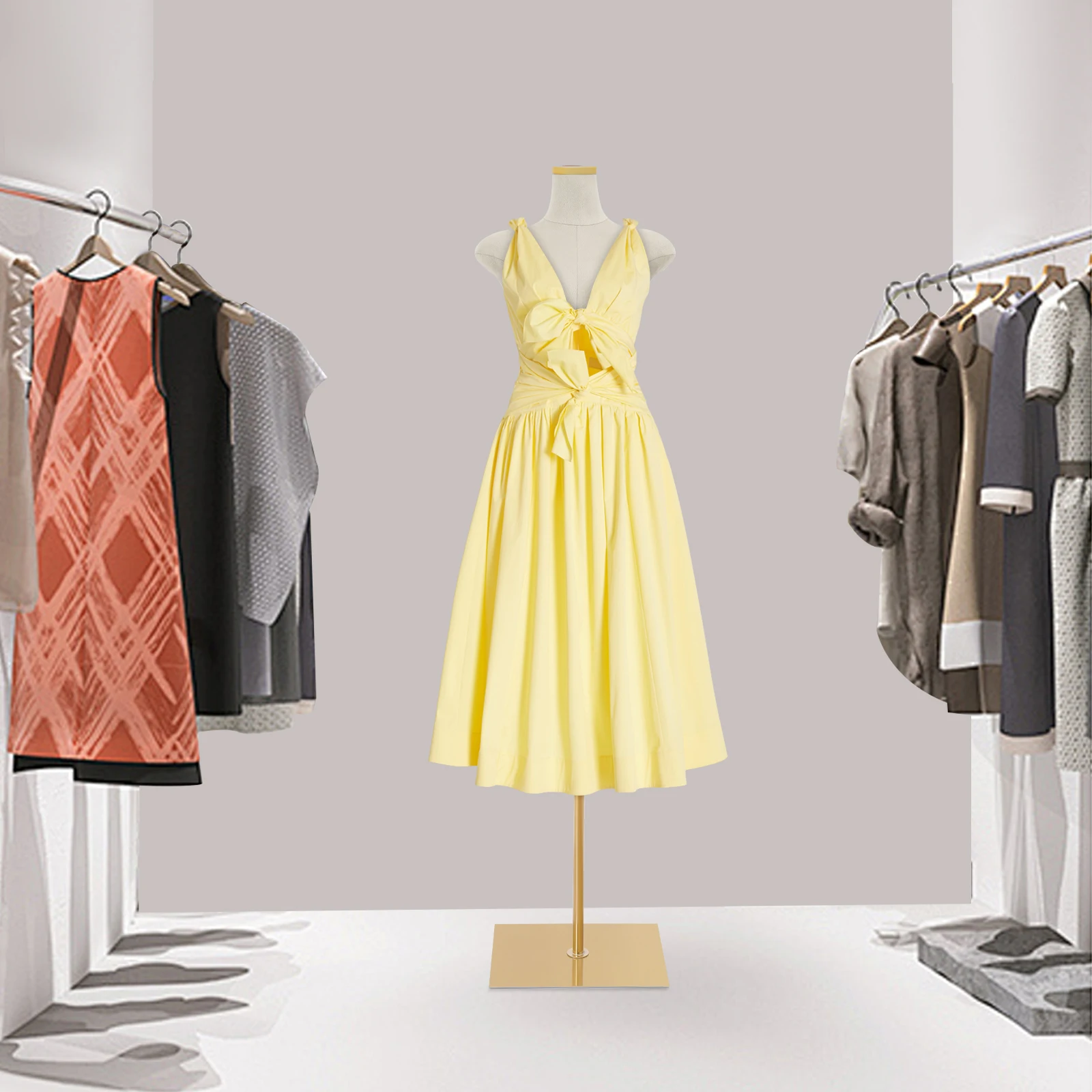 

Female Dress Form Mannequin Torso, Adjustable Height, Manikin Body Model with Metal Movable Rolling Base( Without Head & Arms)