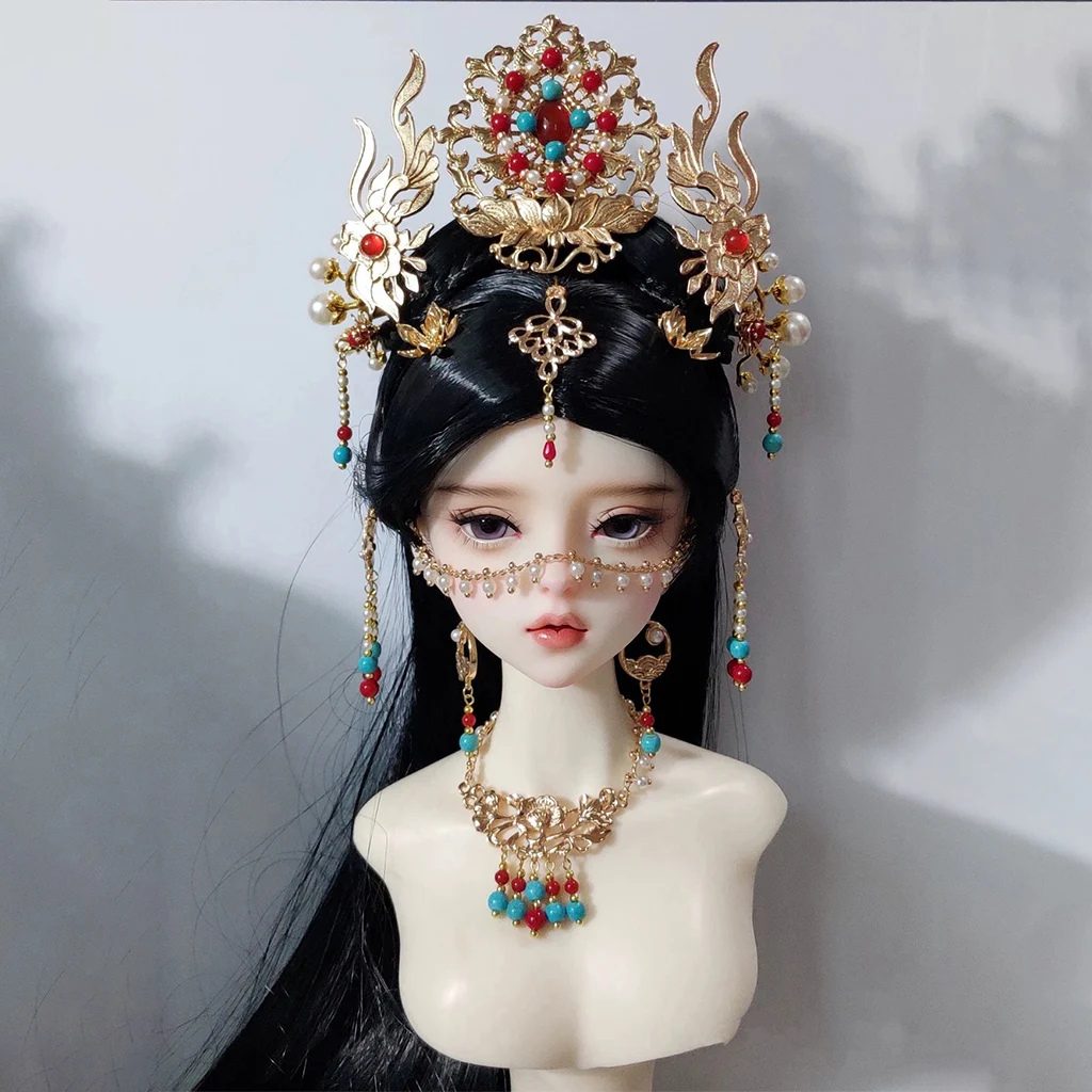 

1/4 1/3 BJD Hairpin Fairy Wig Headwear Set Ancient Costume Hanfu Doll Hair Accessories Hair Crown For BJD/SD MSD SD13 Girl C2041