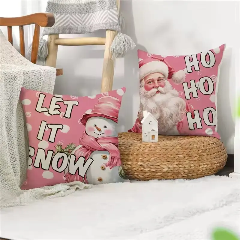 1pc Pink velvet Christmas Pillowcase Merry Christma Home Decorative Car Bed Pillow Case Full of festive joy atmosphere