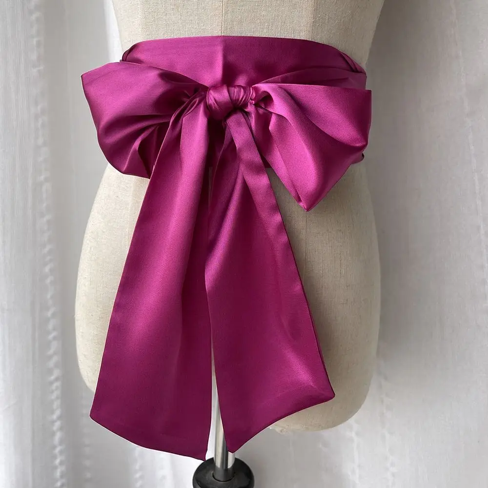 Fashion Satin Silk Bow Corset Waist Belt Decorative Wide Lace Up Waistband Strap DIY Waist Cover For Women Lady Girl Bridal