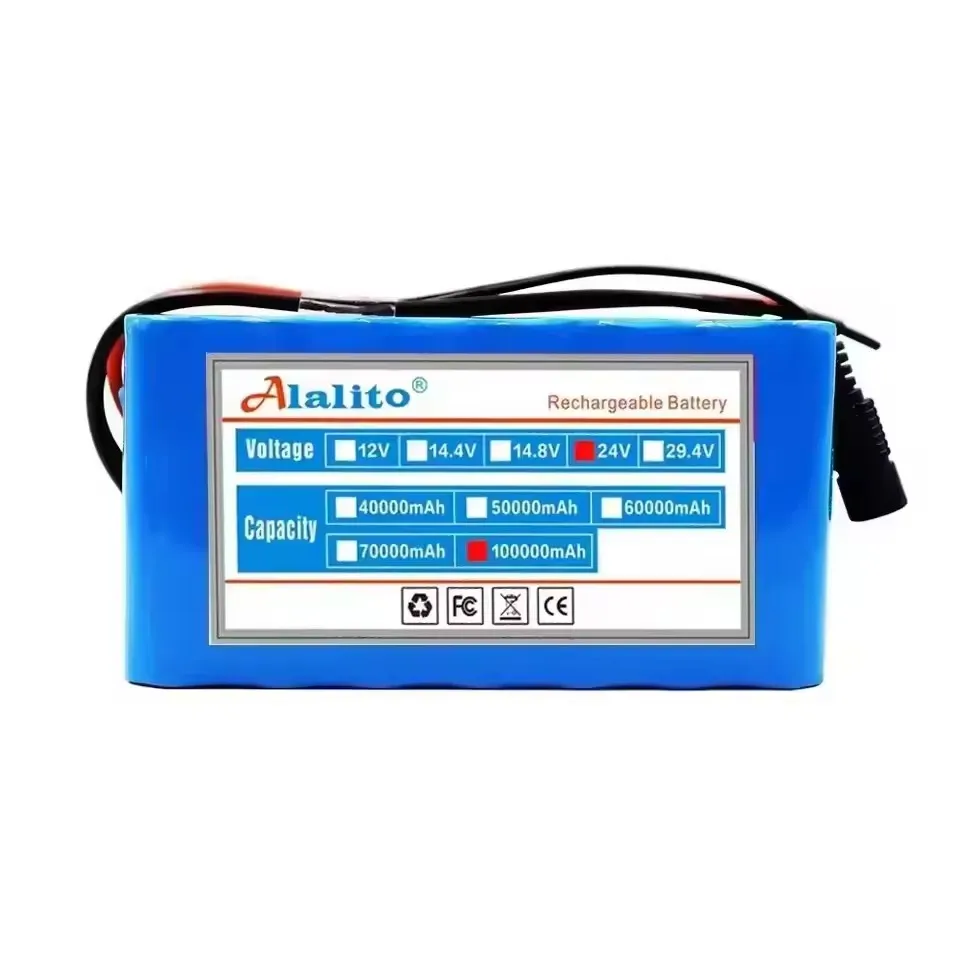 7S3p 100Ah 18650 lithium battery rechargeable battery with BMS protection board lithium-ion battery pack with charger