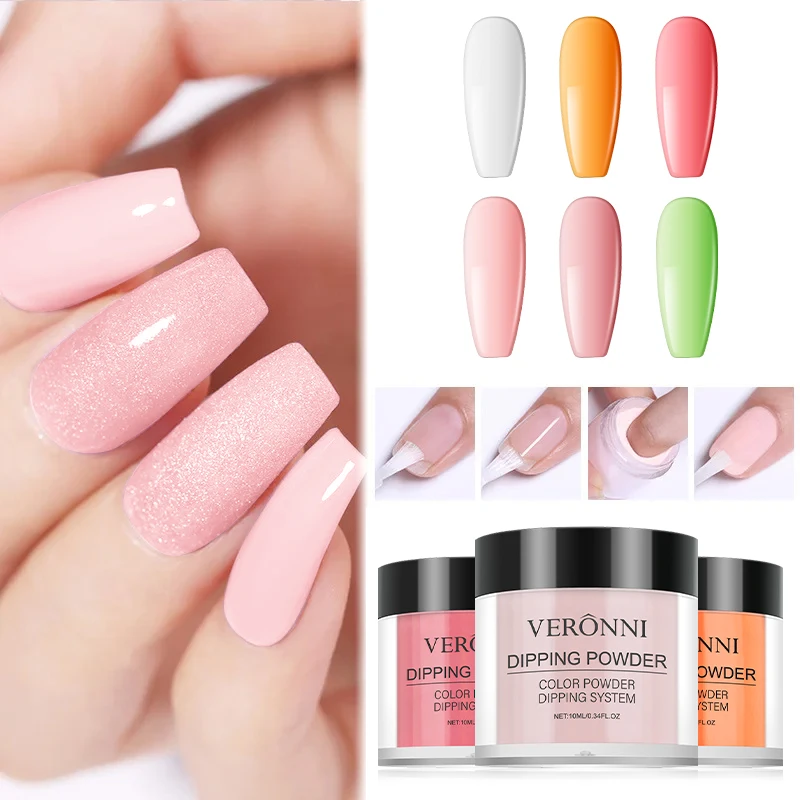 Nail Dipping Powder 10ml,6 Solid Colors + 6 Glitter Diamond 
