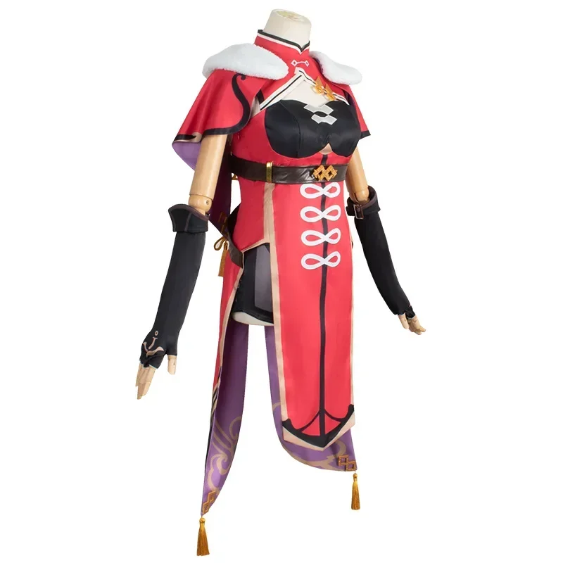 Disfraz de Genshin Impact Beidou para mujer, traje de Cosplay, vestido de Halloween, capa, conjunto completo, negro y rojo