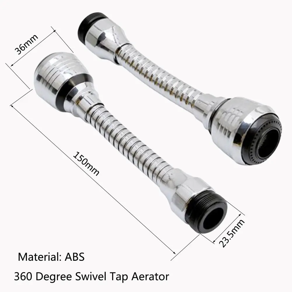 Alat Semprot Plastik ABS Berlapis Krom 360 Derajat Aerator Putar Keran Nosel