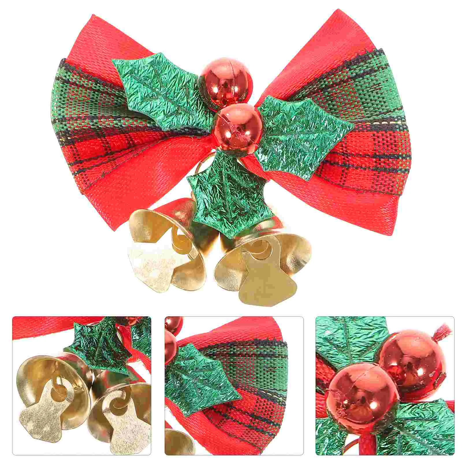 

12 Pcs Christmas Bells Decorations Tree Hanging Decorate Bow-knots Xmas with Fabric Pendant Mini Bowknot