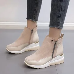 Winter Boots Women 2024 Fashion Warm Snow Boots Wedge Platform Side Zipper Patchwork Casual Comfort Ankle Booties Botas Mujer