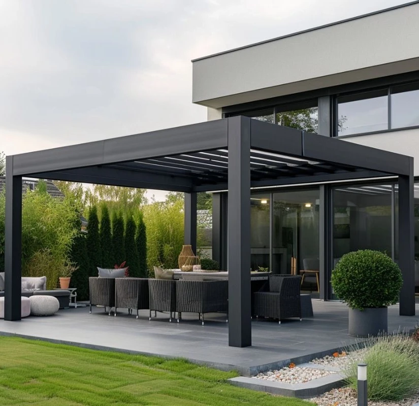 Custom Design Outdoor Garden Terrace Roof Swimming Pool Electric Adjustable Pavilion Louver Arbours Aluminum Pergola for Sale