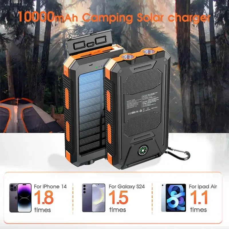 All-Weather 10000mAh Solar Charger | Fast Charge + Flashlight | USA Shipped Hiker’s Must-Have