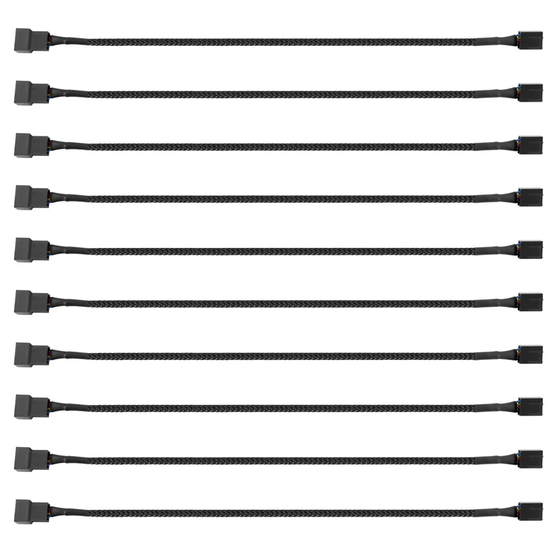 10PCS 4 Pin PWM Fan Extension Power Cable Connector Case Male To Female Extending Cables Compatible With 4 Pin/3Pin Fan