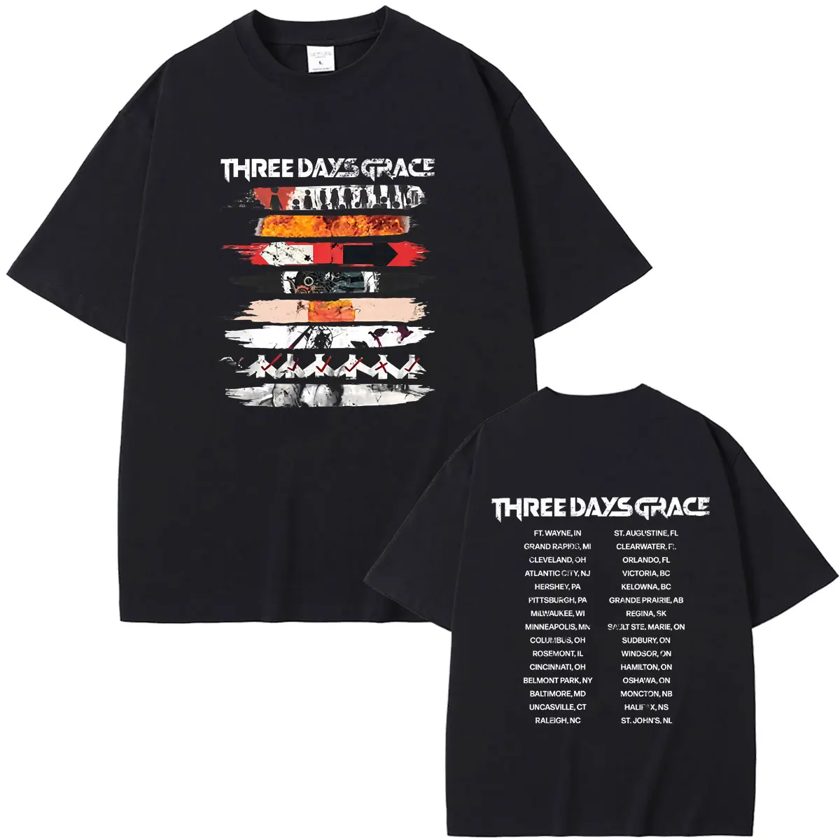 Rock Band Three Days Grace Music Album Cover T Shirts Men Women Alternative Metal Oversized T-shirt Tops Male Fashion Streetwear