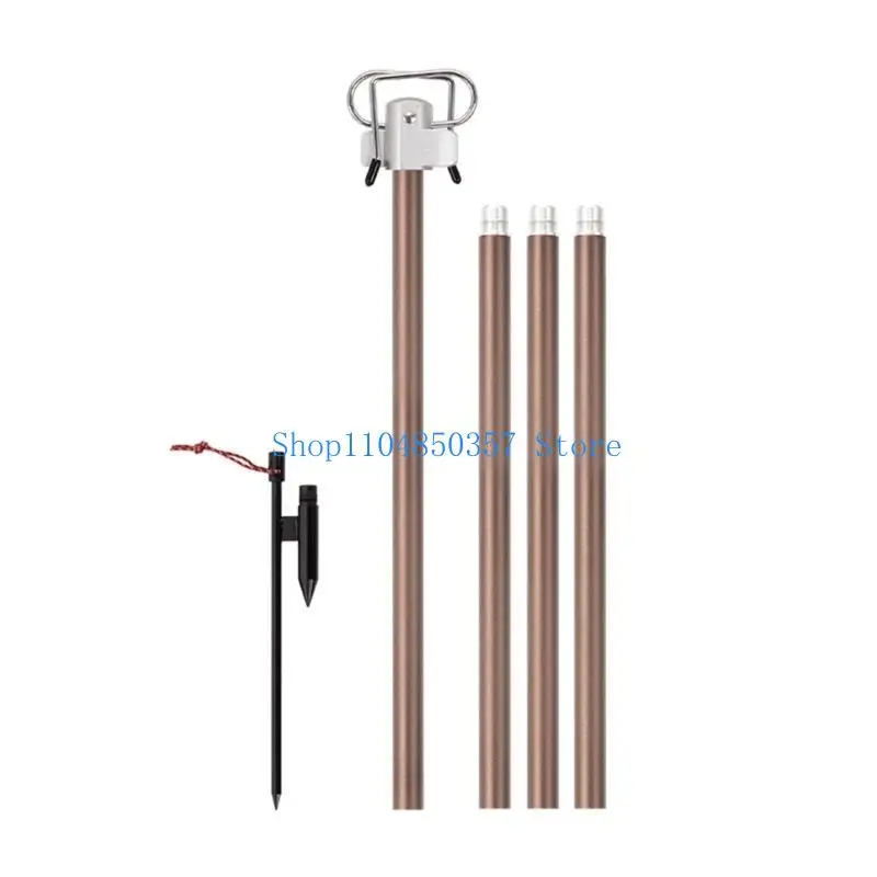 652F Aluminum Alloy Folding Outdoor Lamp Post Rod Lamp Hanger Camping Lamp Stand with Double Hook For Camping Hiking Fishing
