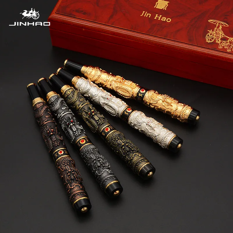 

JINHAO Twin Dragons Playing with Pearl Retro Fountain Pen Classical EF/F/M Writing Collectible School Office Supplies Stationery