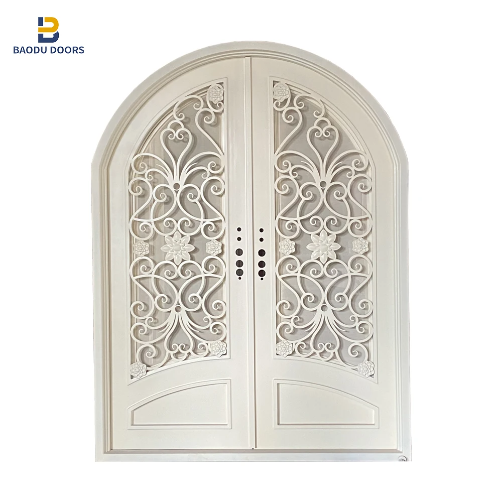 Cast Wrought Iron Door Hotel Villa High-end Metal Security Door Front Entrance Designs Classical Gates For Houses Patio