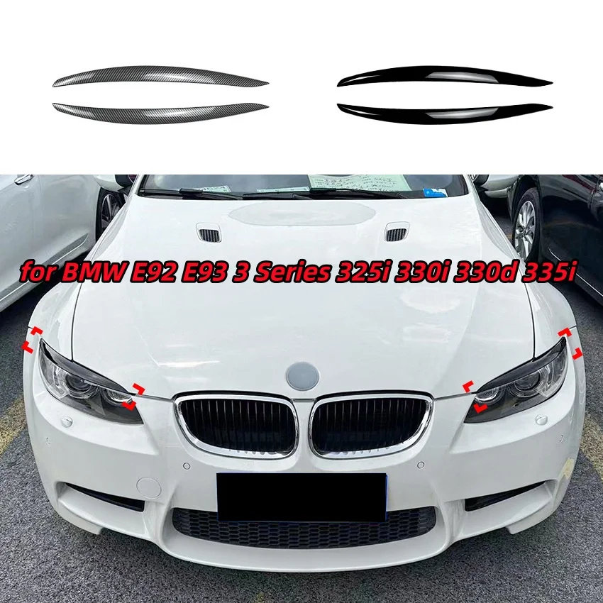 

ABS Gloss Headlight Eyebrows Eyelids 2Pcs for BMW E92 E93 3 Series 325i 330i 330d 335i 335d Pre-LCI 3D Stickers Car Accessories