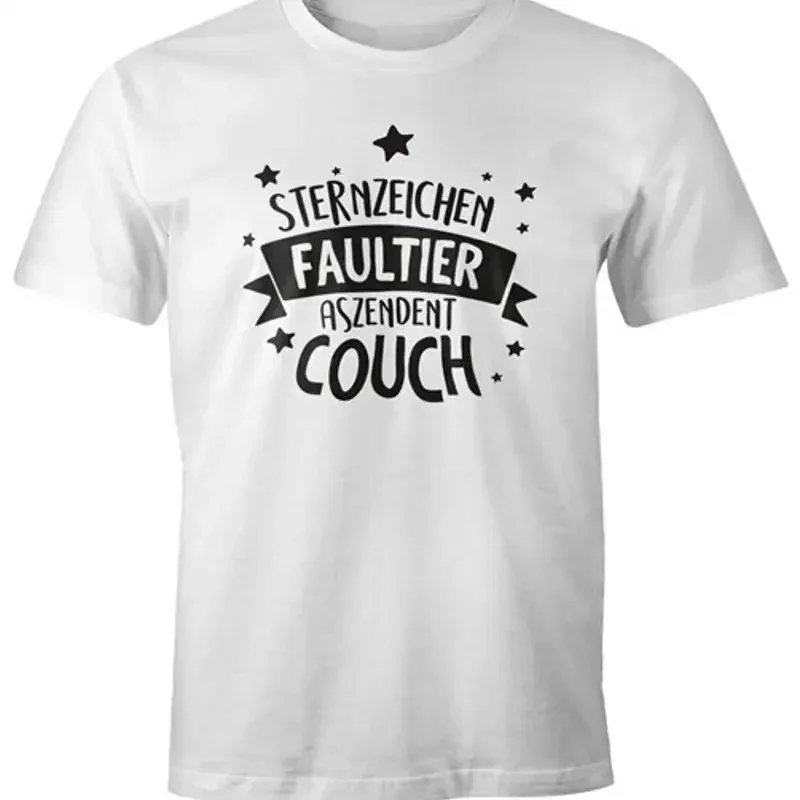 Men's Funny Zodiac Sign Sloth T-Shirt. Ascendant Couch. Motif