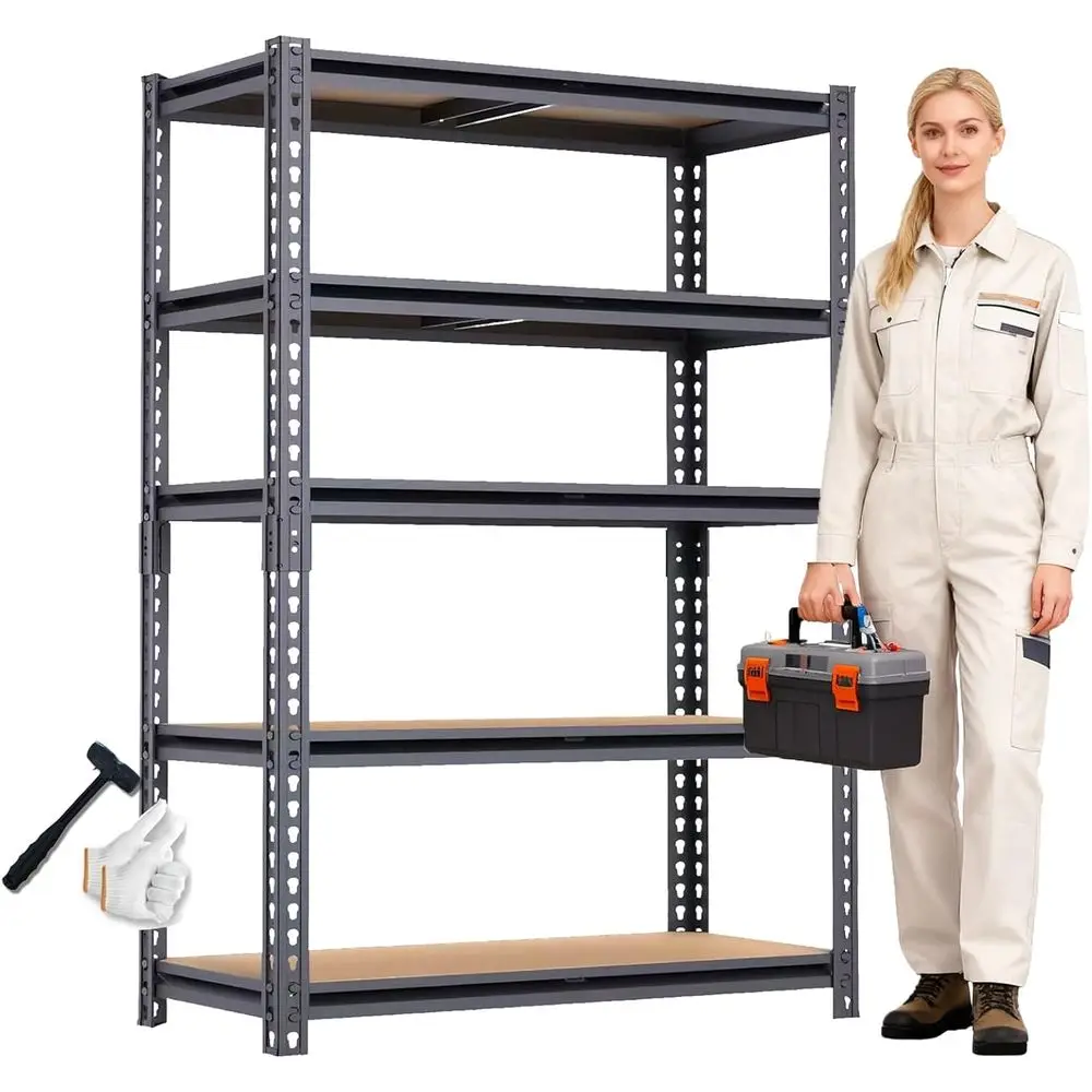 Heavy-Duty Metal Storage Shelves, 12x28x60, 2400 lbs Capacity, Adjustable Racks for Garage