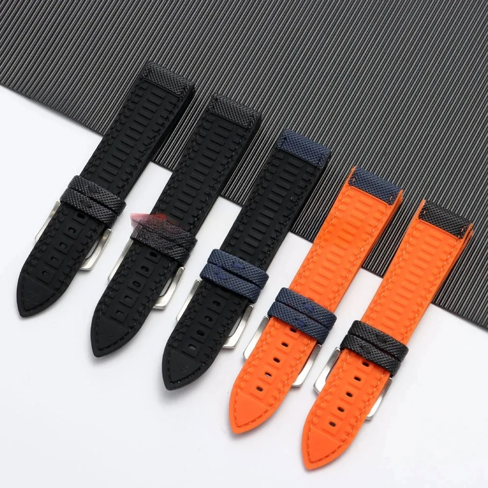 ألياف الكربون النايلون منقوشة سيليكون حزام 20 مللي متر 22 مللي متر 24 مللي متر ل IWC ل كاسيو ل 2026 ل أوميغا المطاط حزام الساعات سوار عالمي #3