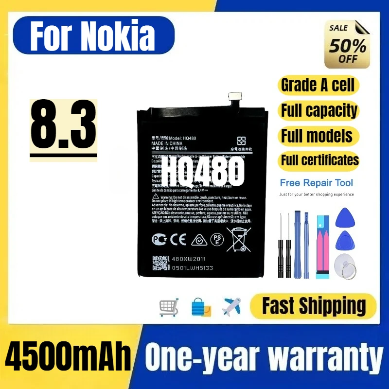

HQ480 for Nokia 8.3 Mobile Phone Battery High Quality High Capacity Battery Replacement Bateria Grade A Cell with Tools