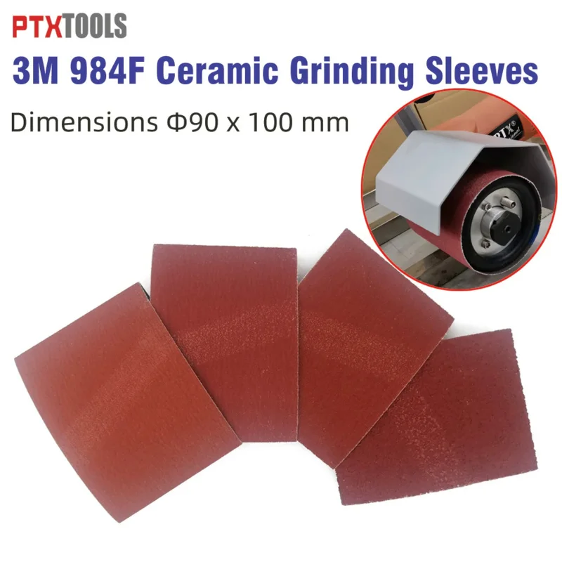 

4PCS 984F 90x100MM Ceramic Abrasive Belts Grinding Sleeves Sanding Bands In Connection With Expansion Roller