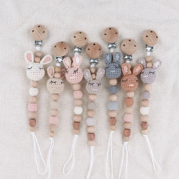 โครเชต์กระต่าย Pacifier ลูกปัดคลิปพยาบาลผู้ถือ Pacifier Baby Chewing ของเล่นเด็กวัยหัดเดิน Dummy คลิปทารกแรกเกิดของขวัญ Dropship