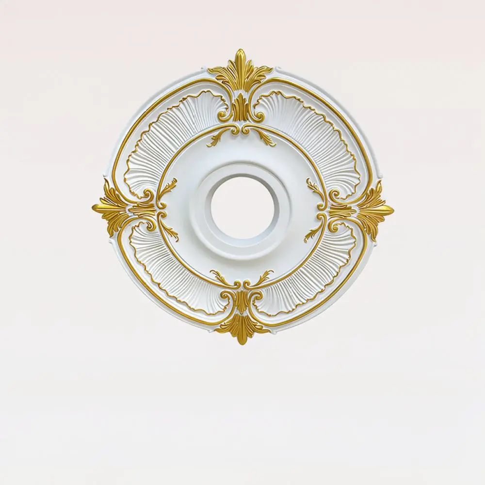 Decorative Ceiling Medallion For Light Fixture Round PU Painted Gold Ornament American European Style Home Chandelier Base