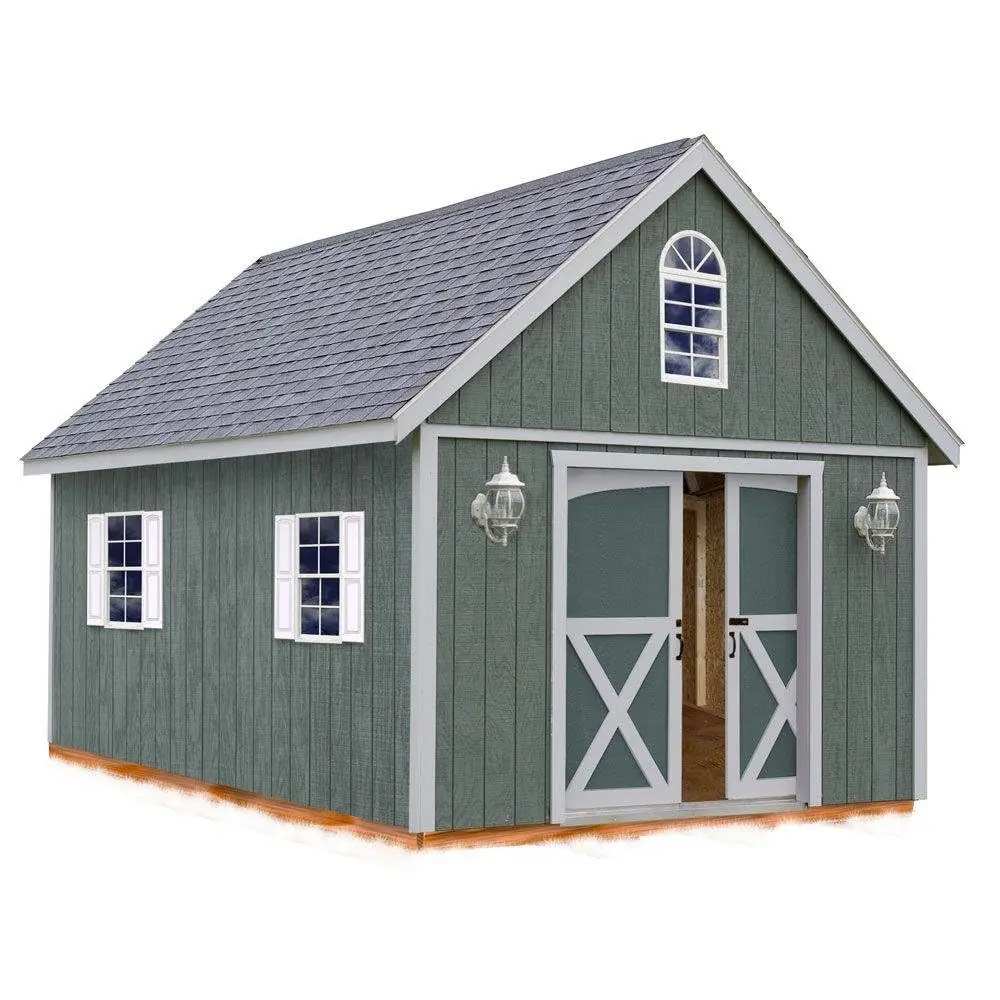 12x24 ft Wood Storage Shed Kit with Floor & 4x4 Runners, Outdoor Garden Tool House, Customized