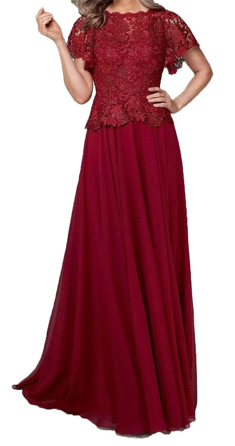 

Women's Long Mother of The Bride Dresses with Sleeves for Wedding Plus Size Mother of The Groom Dresses Formal Gown