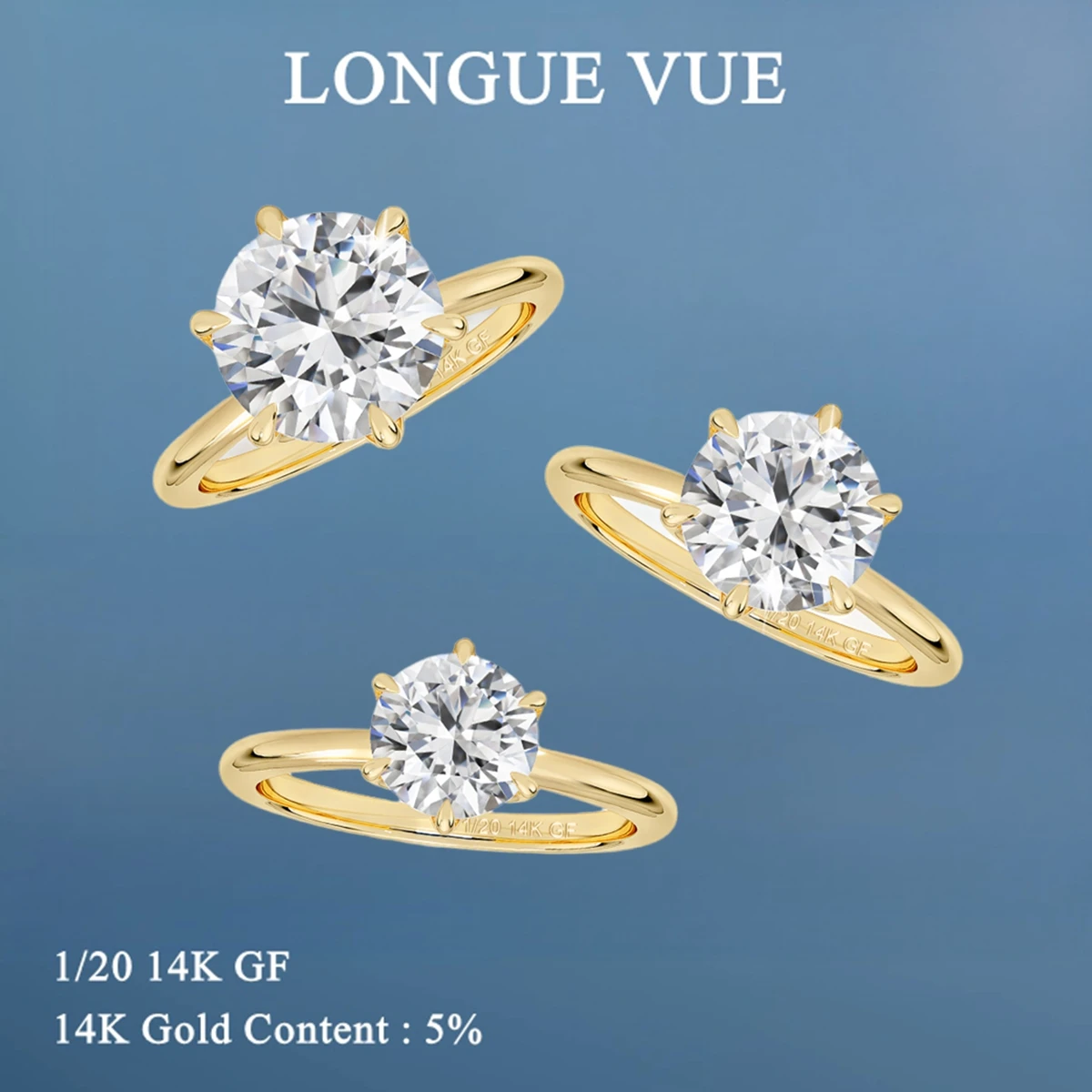 

14K Gold Filled Wedding Band GRA Certified Moissanite Ring VVS1 Lab Diamond Solitaire Ring for Women Engagement Promise Jewelry