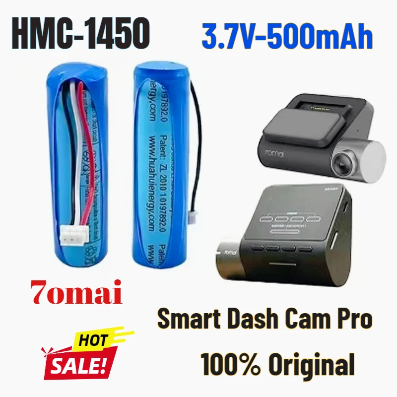 

Original 3.7V 500mAh Li-ion Battery for 70mai Smart Dash Cam Pro A550 A550S A800 Midrive D02 HMC1450 Replacement Battery 3-wire